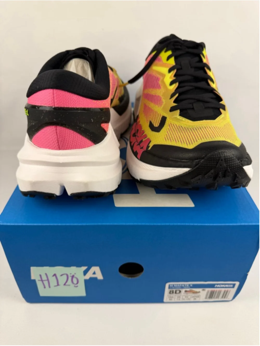 Men's Hoka Mafate X Athletic Shoes 8 Yellow Pink